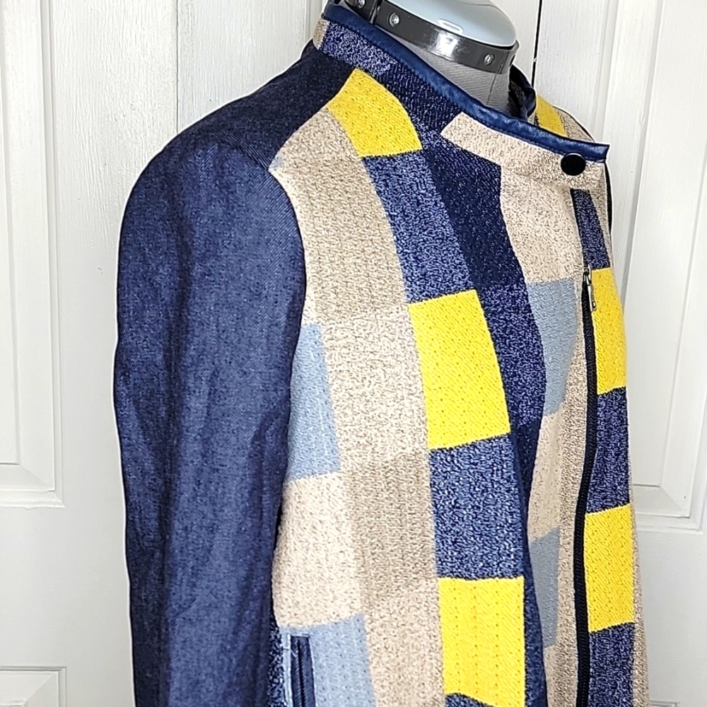 Bcbg Maxazria Jakob Plaid Patchwork Jacket Size L… - image 4